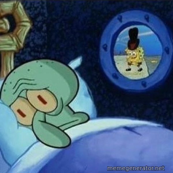 Squidward Can't Sleep meme template